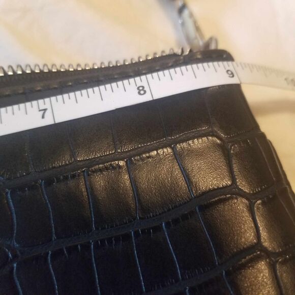 Black Croc- Effect Baguette Mini Clutch 90s Y2k Purse - Picture 5 of 9
